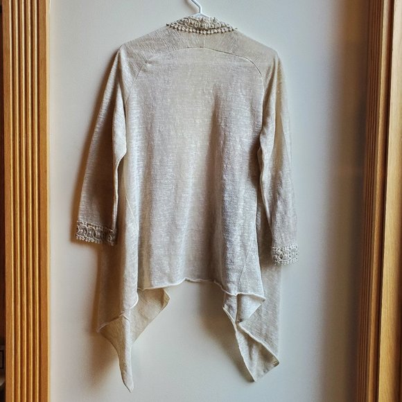 Elena Baldi Italian Beige Open Cardigan Size Medium - Picture 16 of 16